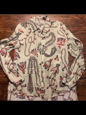 Double D Ranch Light Green Button-Front Shirt with Western Motif